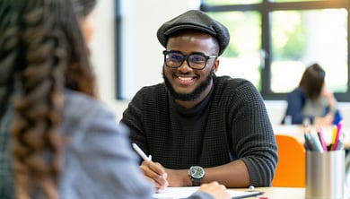 A Volunteer Engagement Professional attending a virtual webinar or taking notes during an inperson session