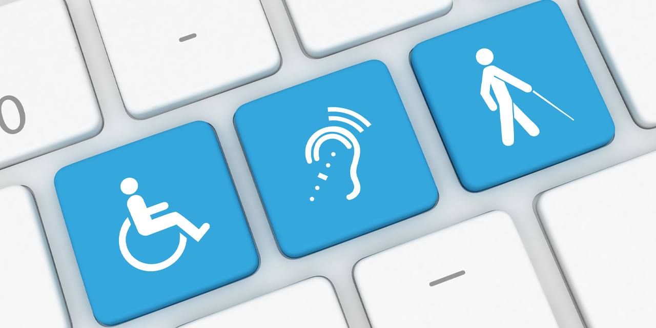 Three keyboard buttons showing accessibility signs