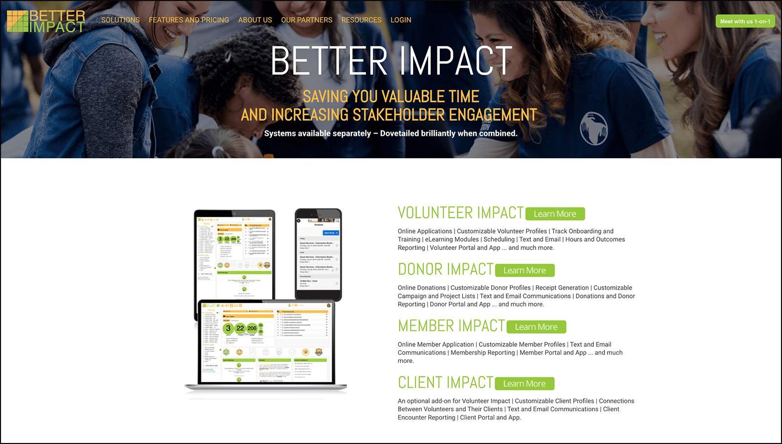 Better Impact's homepage.