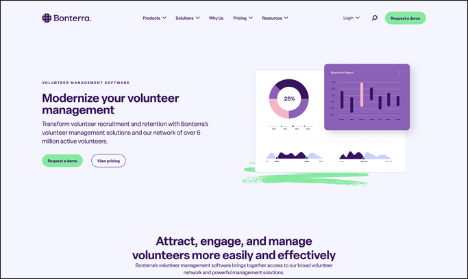 The Bonterra Volunteer Management product page.