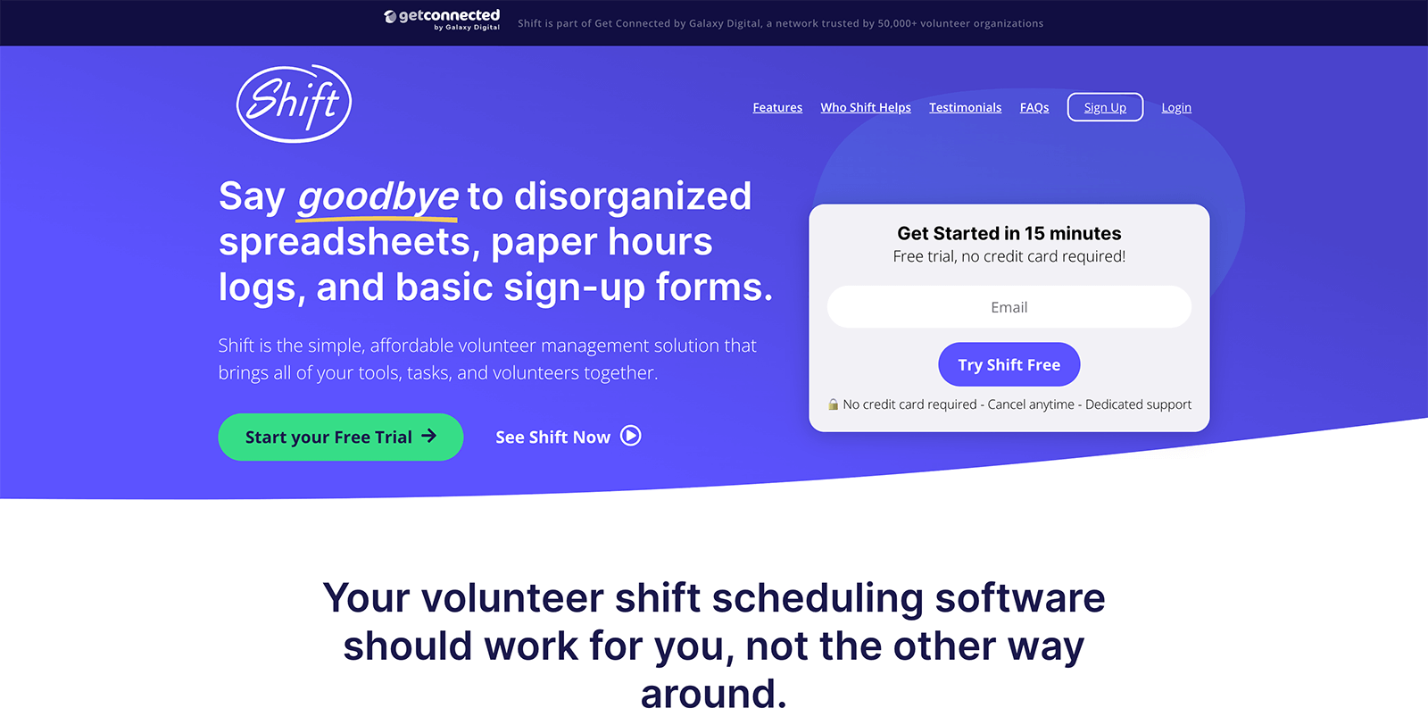 Shift's homepage.