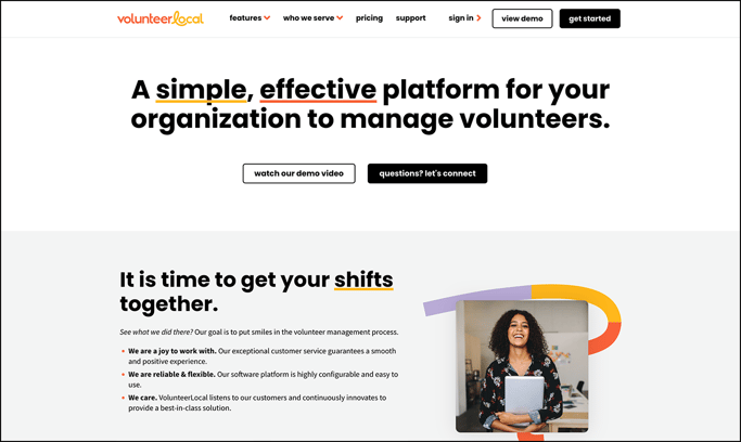 Volunteer Local’s homepage.