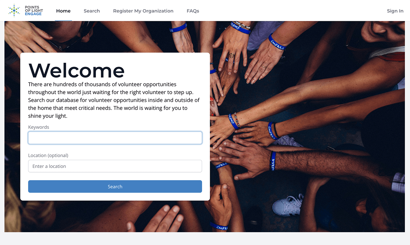 The Points of Light Engage product page.