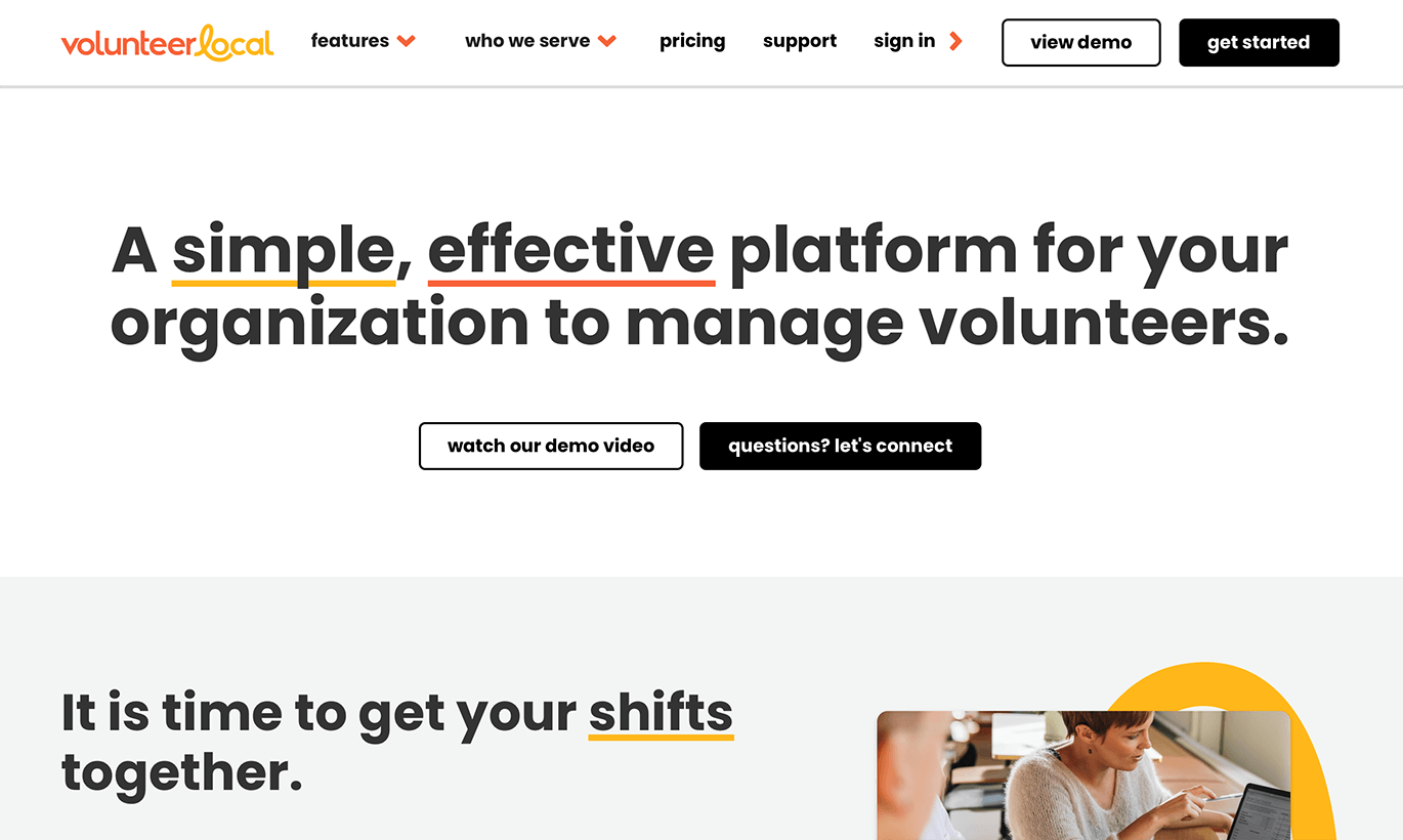 Volunteer Local’s homepage.