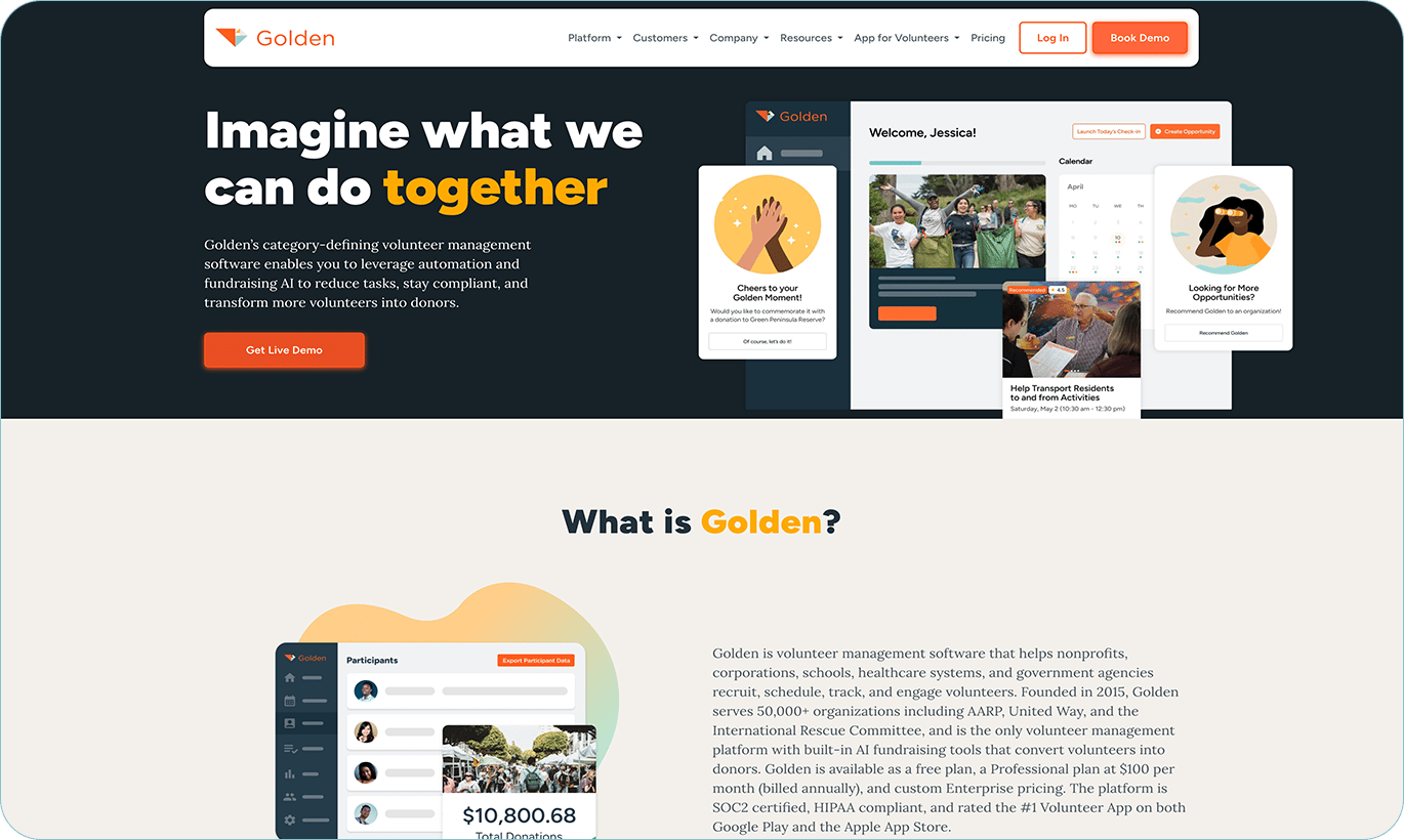Golden Volunteer’s homepage.