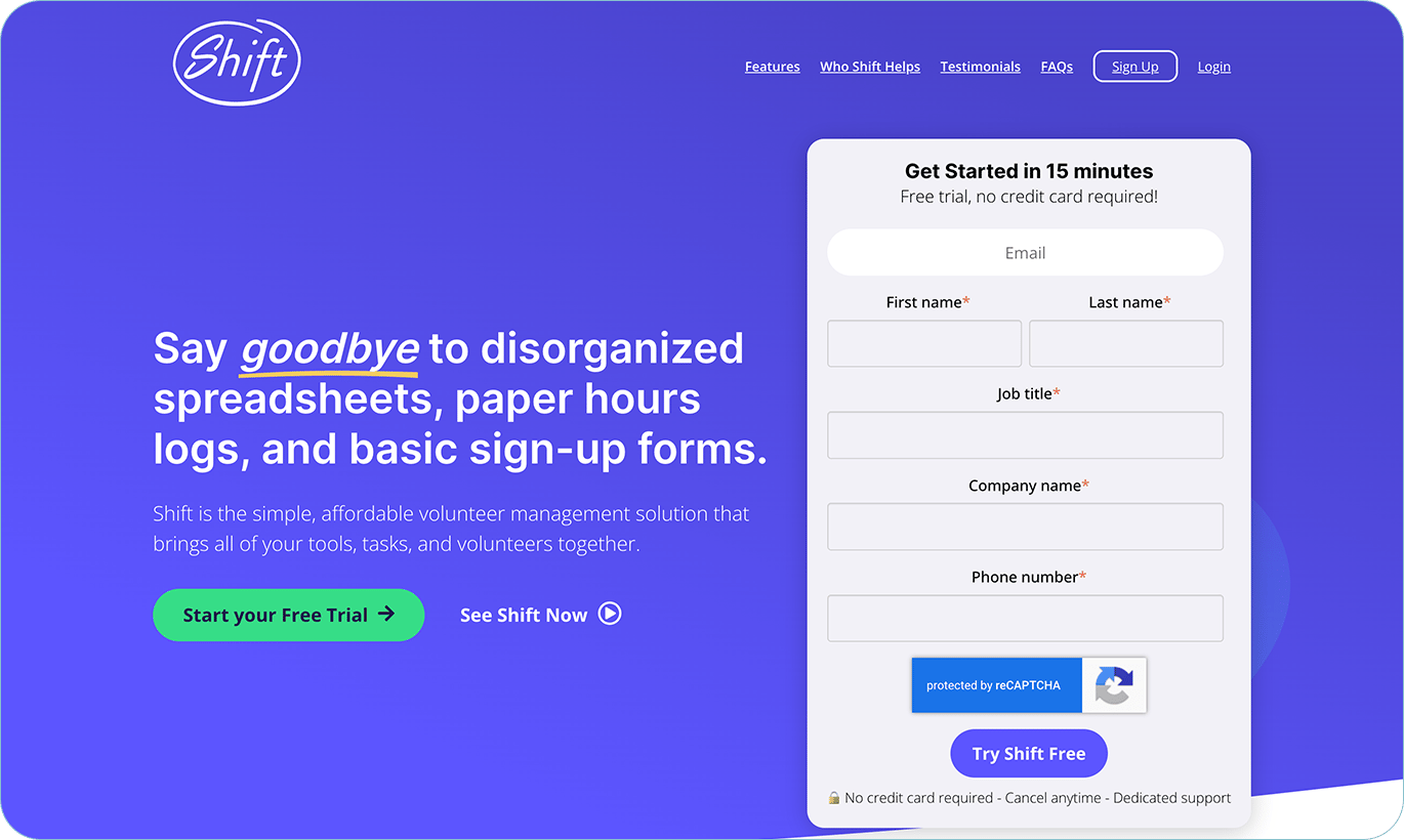 Shift’s homepage.
