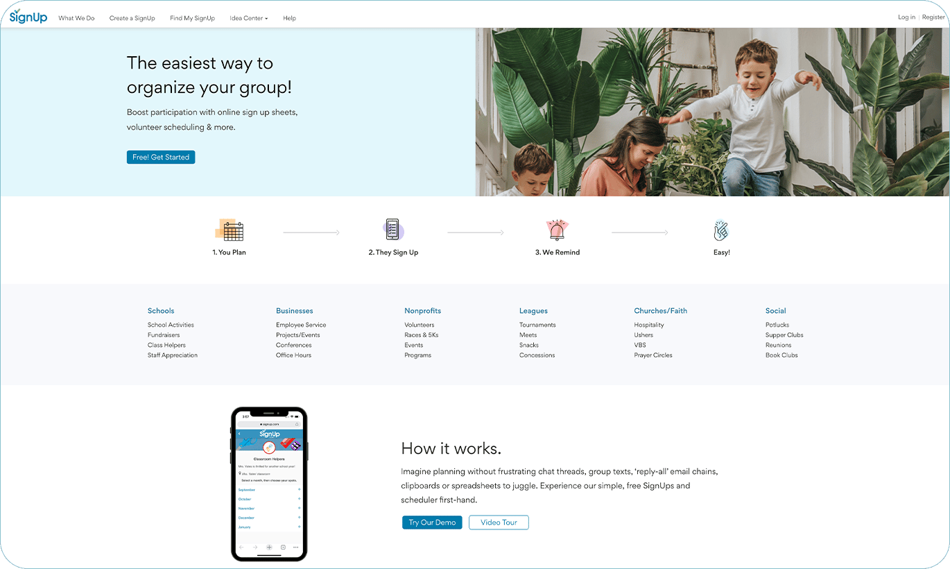 SignUp.com’s homepage.