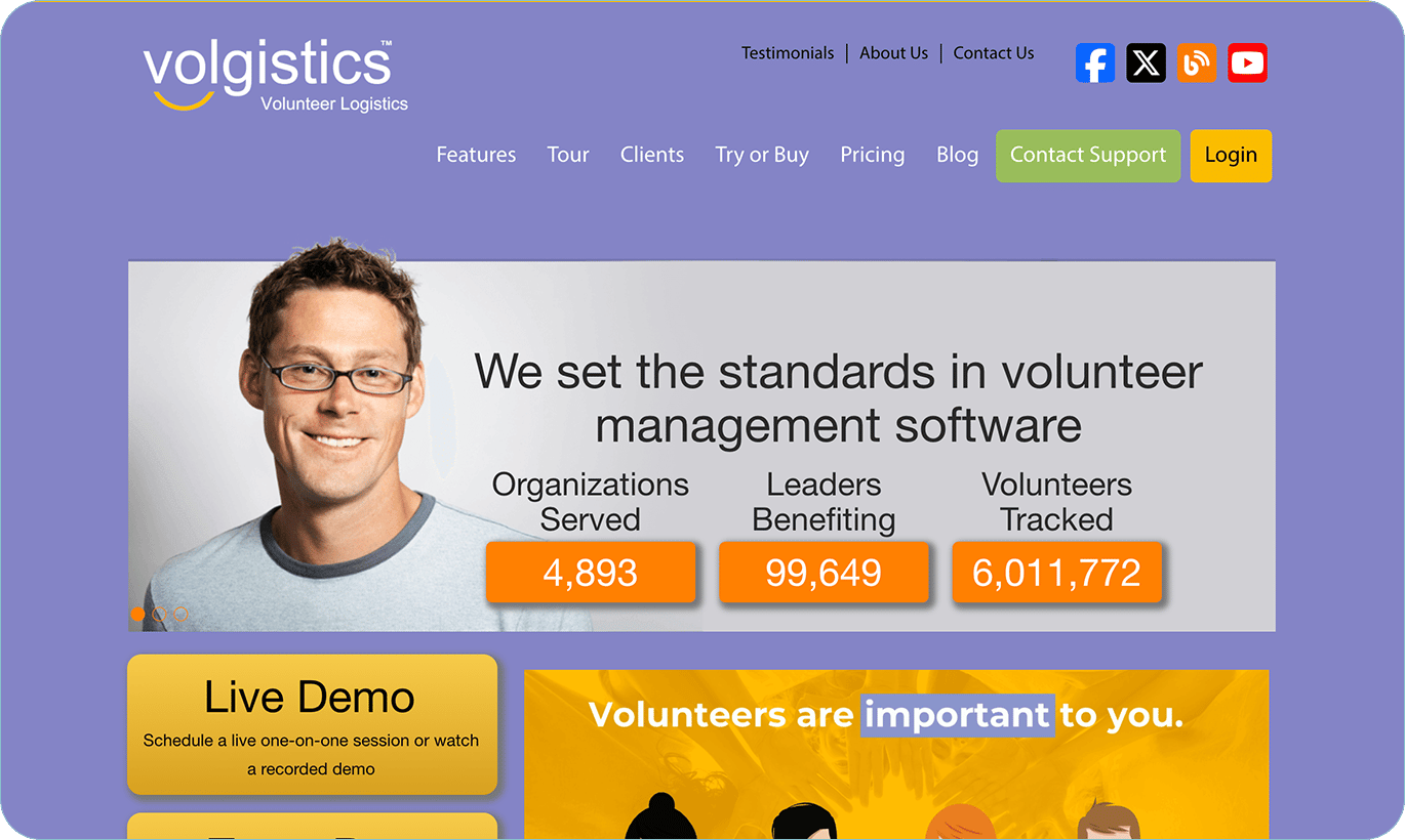 Volgistics’ homepage.